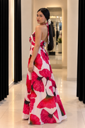 Vestido Maxi Floral Rosé con Flor