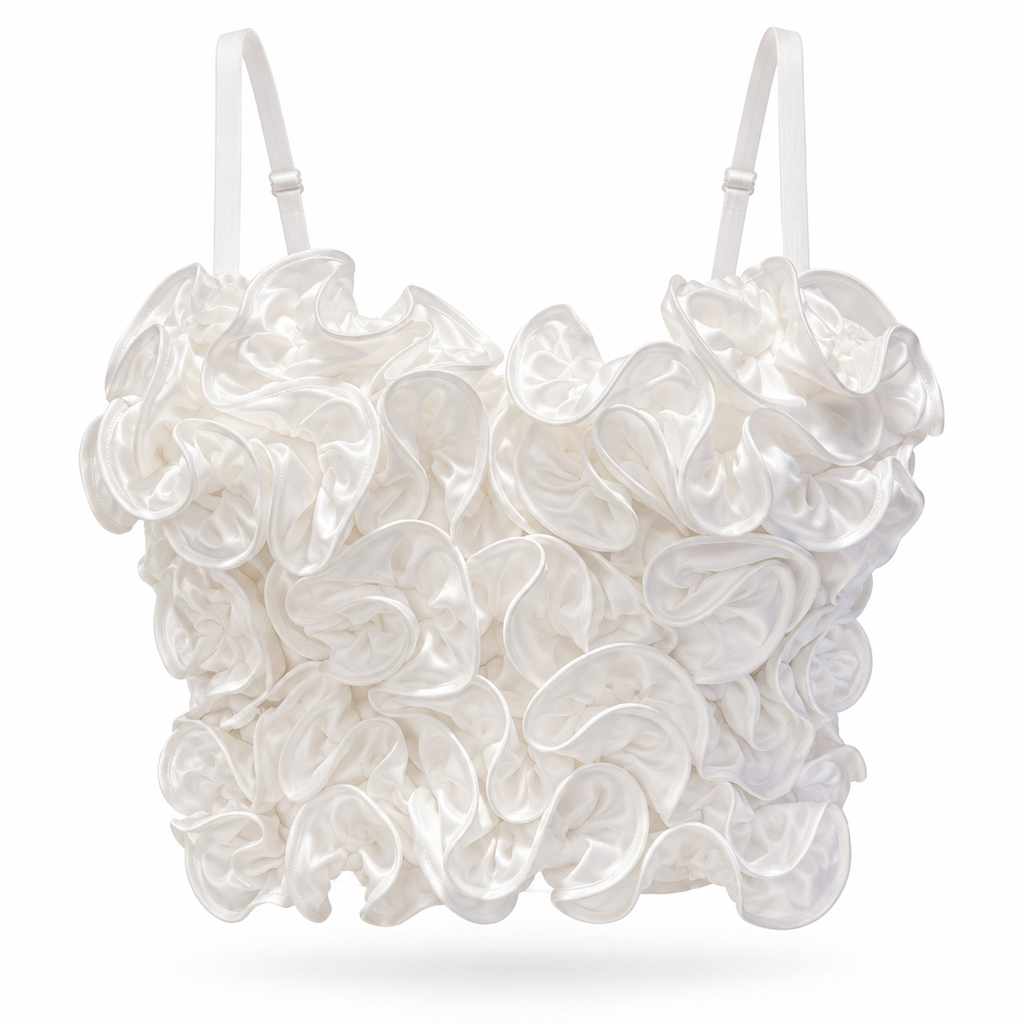 Top Floral 3D Rosé Elegance Blanco