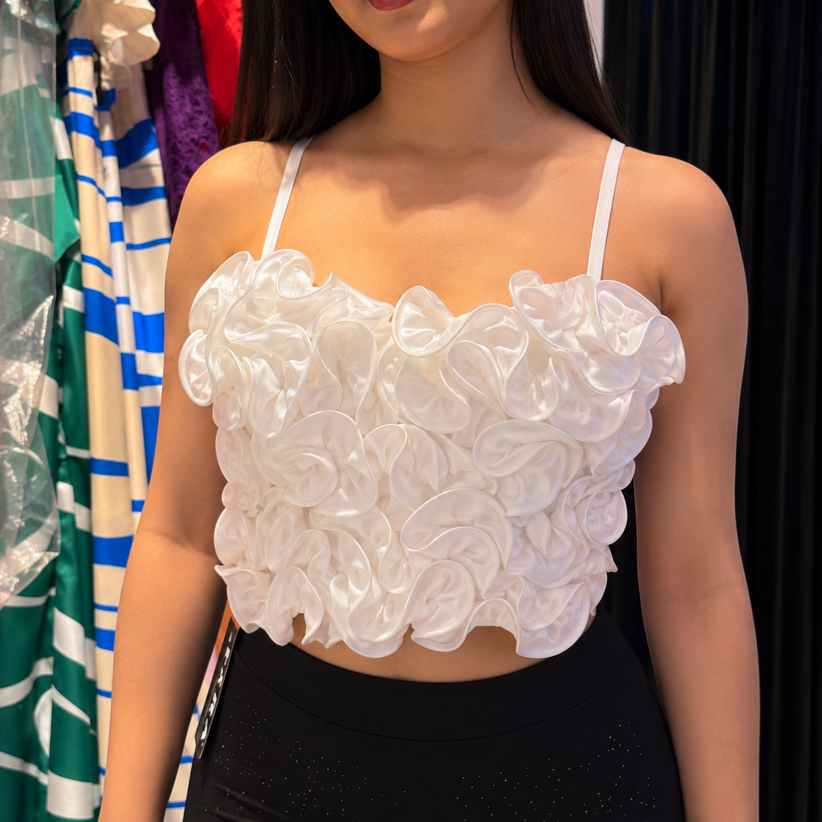 Top Floral 3D Rosé Elegance Blanco