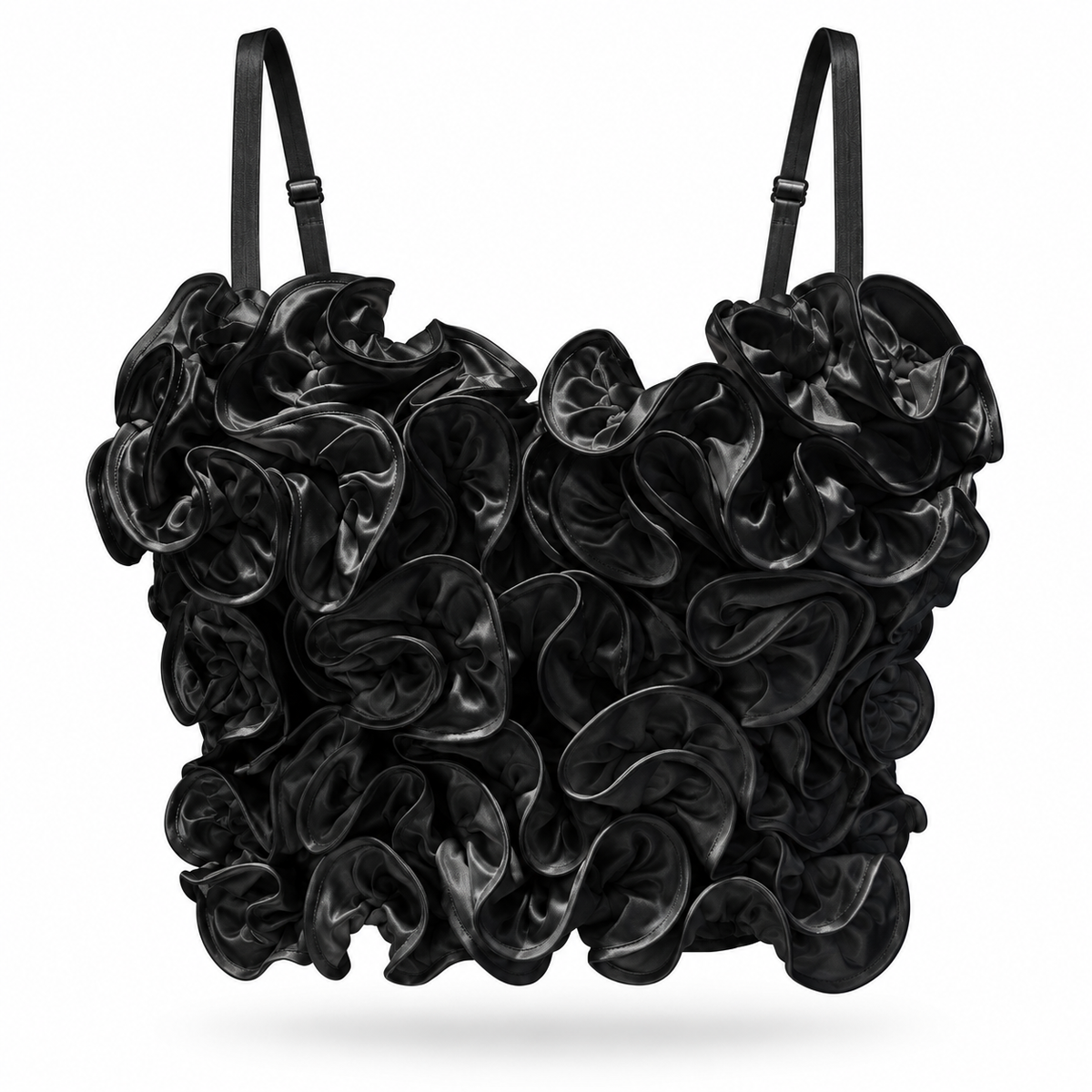 Top Floral 3D Rosé Elegance Negro