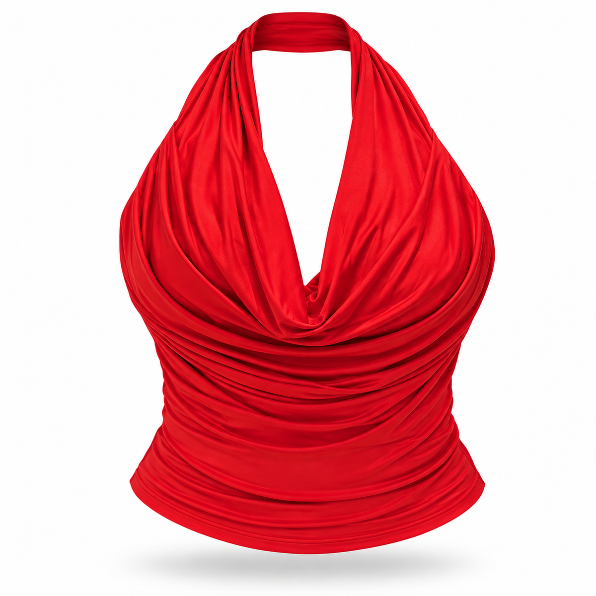 Top Halter Drapeado Rouge Elegance – Rojo