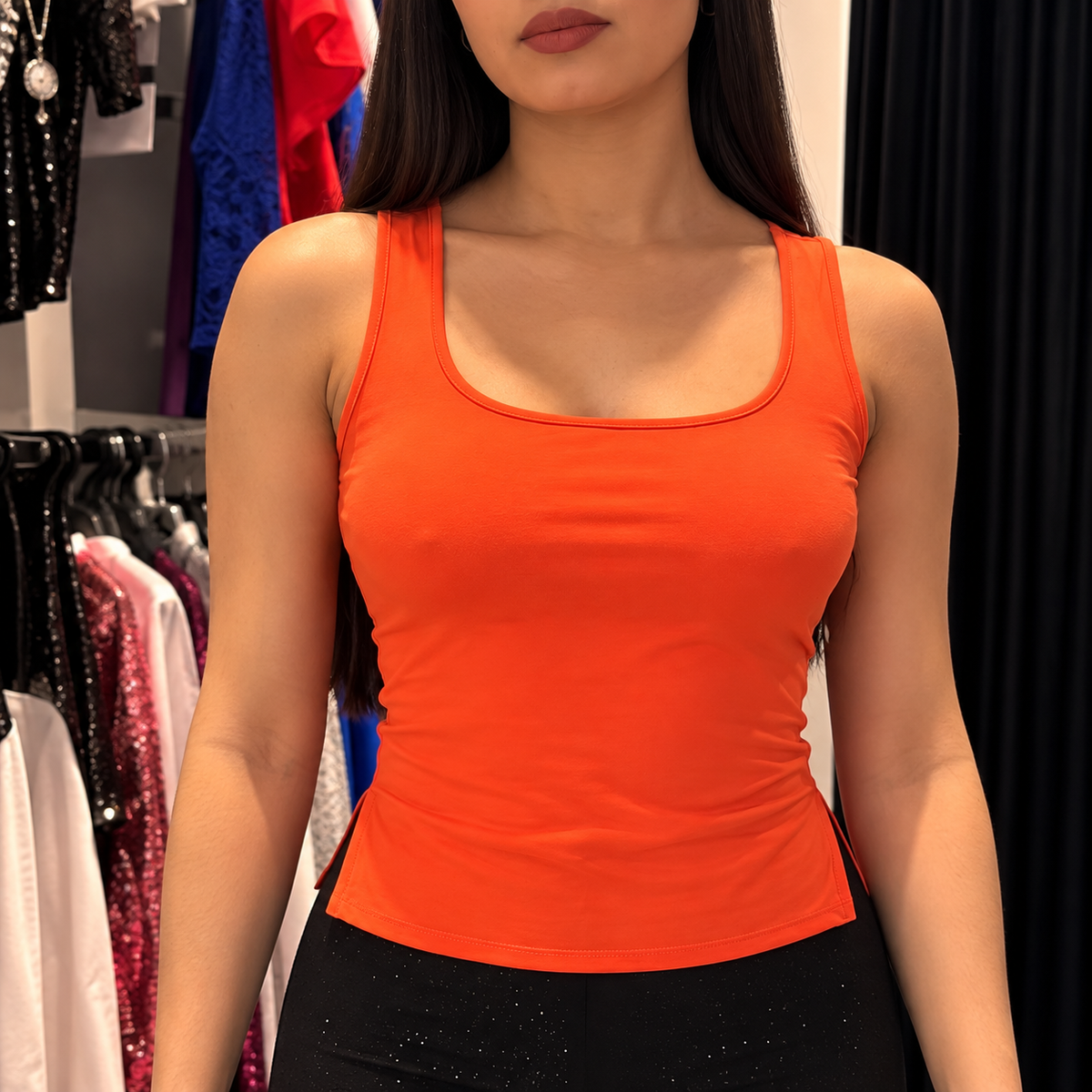 Top Básico Coral Éclat – Naranja