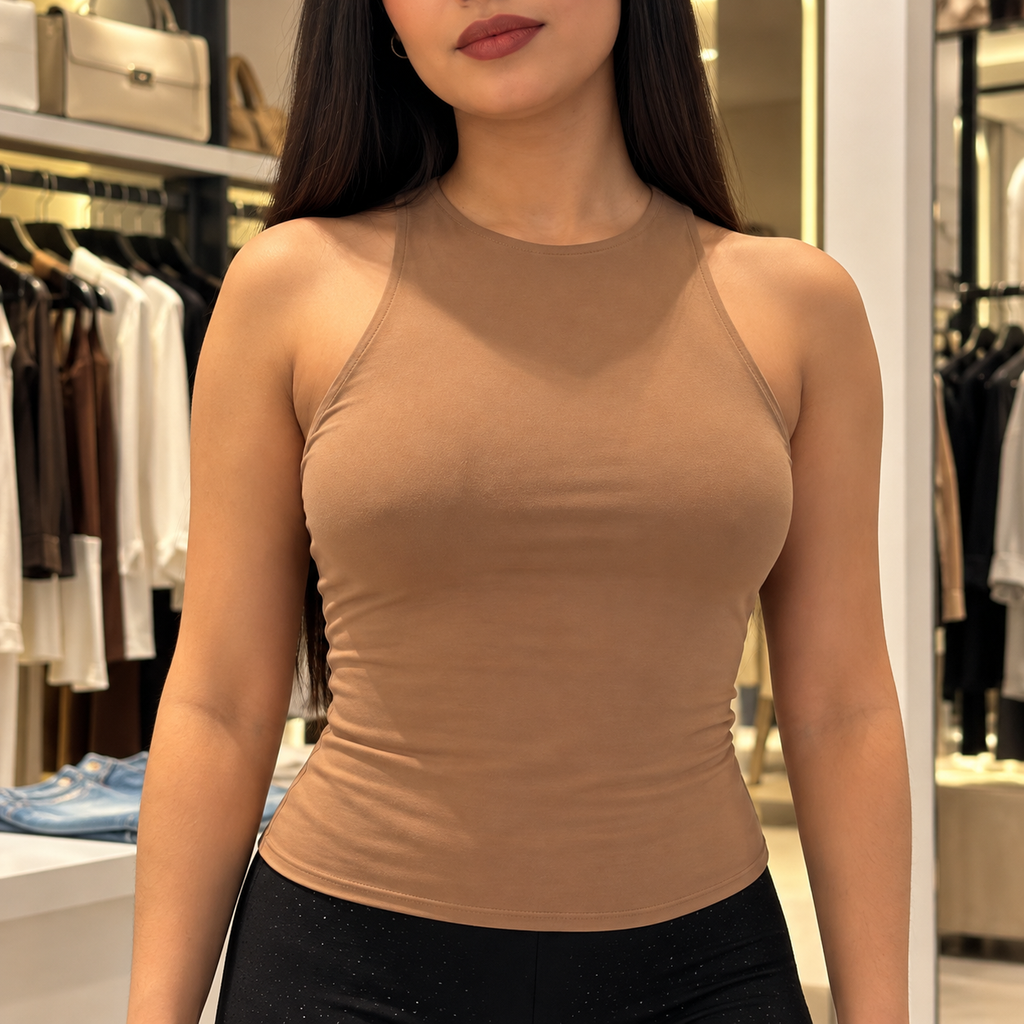 Top Halter Essential – Beige Camel