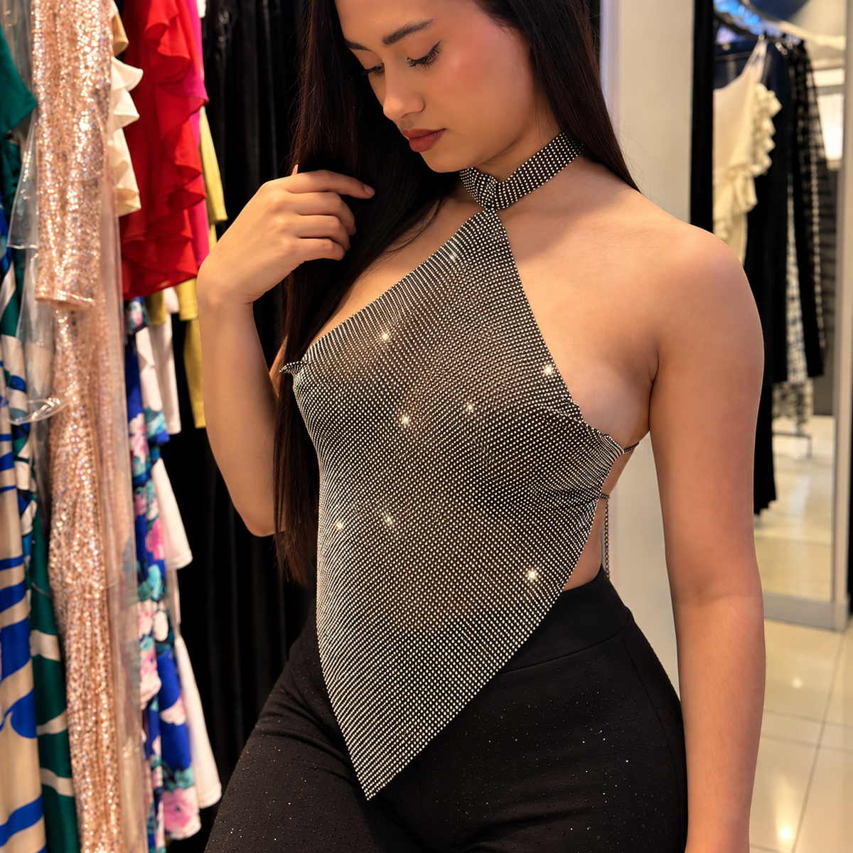 Top Halter de Cristales Brilliance