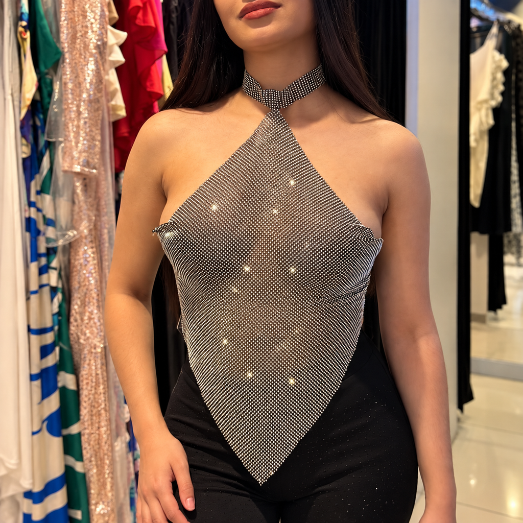 Top Halter de Cristales Brilliance